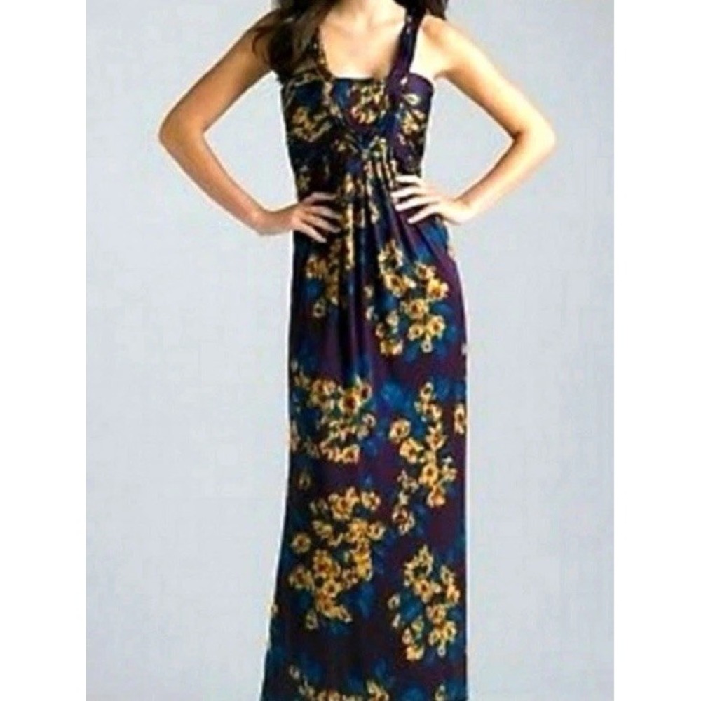 Gianni Bini Maxi Dress Womens Small Purple Watercolor Artsy Formal Event Goddess
